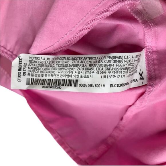 Zara Basic Mini Dress Wns Size M Pink Ruffle Short Sleeve Barbie Simple Feminine - Picture 6 of 8